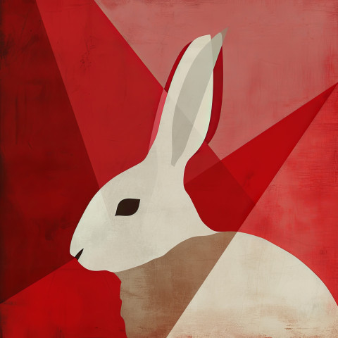 Vibrant color rabbit on two tone background in minimal illustration Vibrant color rabbit on two tone background in minimal illustration