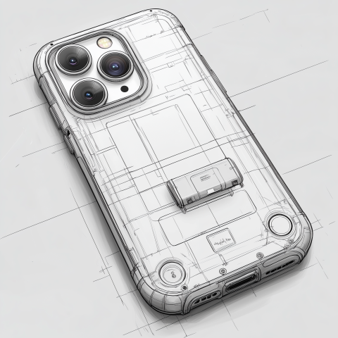 An iphone case in the style of wireframe drawing An iphone case in the style of wireframe drawing