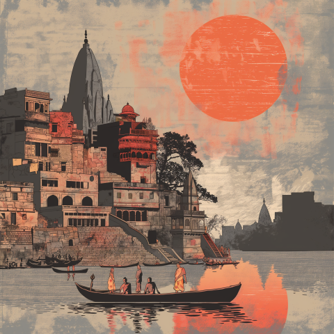 Iconic places around India inspired by the ukiyo-e art style Iconic places around India inspired by the ukiyo-e art style