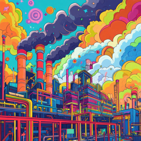 Steel factory with smoke rising into the sky Steel factory with smoke rising into the sky