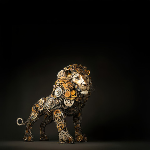 A lion made from clock gears A lion made from clock gears