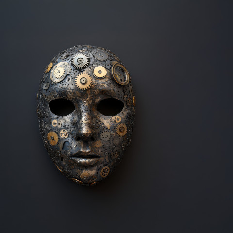 A carnival mask adorned with tiny clockwork gears A carnival mask adorned with tiny clockwork gears