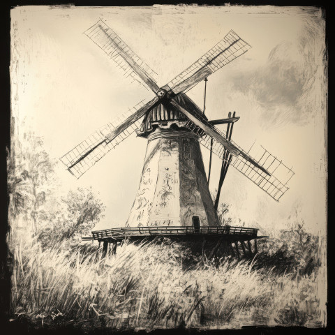 Decorated windmill with folk patterns Decorated windmill with folk patterns