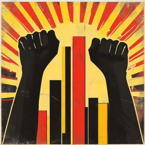 Hands lifting a rising bar graph representing growth and economic success Hands lifting a rising bar graph representing growth and economic success