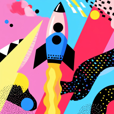 A rocket launching into the sky symbolizing progress and exploration A rocket launching into the sky symbolizing progress and exploration