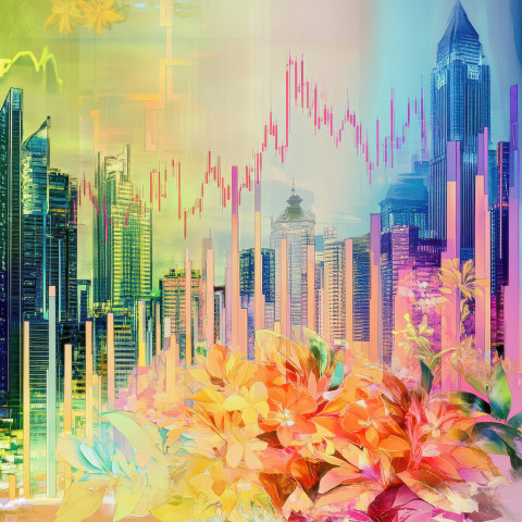Stock market graphs glowing in a neon cityscape symbolizing financial growth and trends Stock market graphs glowing in a neon cityscape symbolizing financial growth and trends