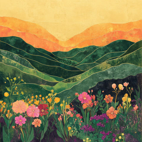 Rolling green hills bathed in golden sunrise light creating a dreamy landscape Rolling green hills bathed in golden sunrise light creating a dreamy landscape