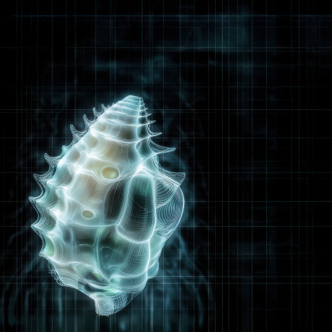 X ray of a seashell with intricate spiral patterns X ray of a seashell with intricate spiral patterns