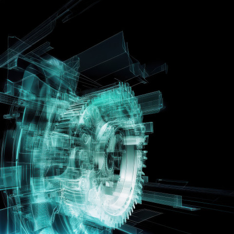 X ray of a factory gear mechanism with interlocking parts X ray of a factory gear mechanism with interlocking parts