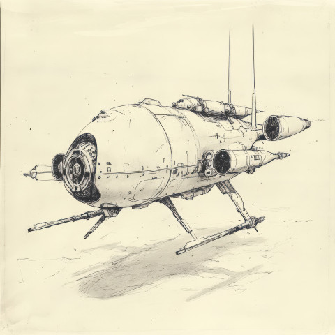 Underwater research drone schematic showing sensors propulsion system and body frame