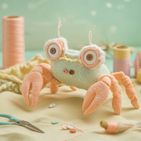 Sock crab on a sandy stitched shore Sock crab on a sandy stitched shore