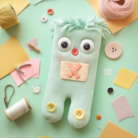 Doctor sock puppet with a band aid Doctor sock puppet with a band aid