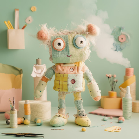 Patchwork factory with cotton smoke Patchwork factory with cotton smoke