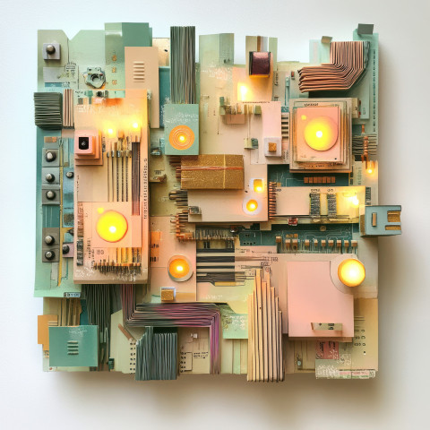 A glowing circuit board with pulsating lights A glowing circuit board with pulsating lights