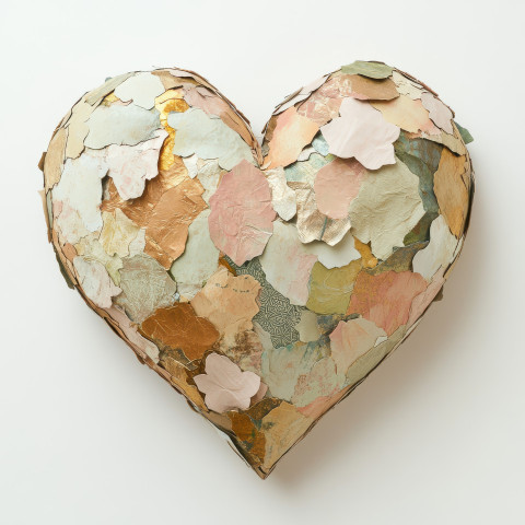 A heart sculpted from papier mache symbolizing love and emotion A heart sculpted from papier mache symbolizing love and emotion