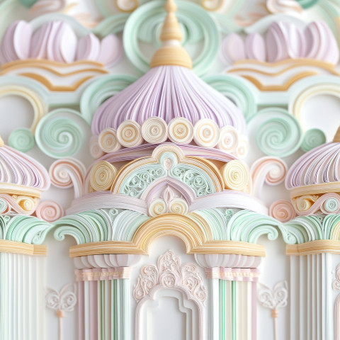 Classic temple featuring intricate quilled details Classic temple featuring intricate quilled details