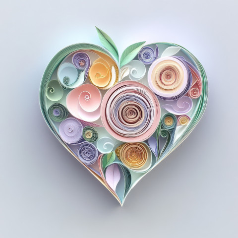 Heart shaped design created in intricate paper quilling art Heart shaped design created in intricate paper quilling art