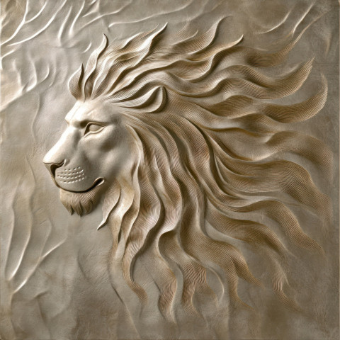 Embossed lion mane flowing with strength symbolizing power and courage Embossed lion mane flowing with strength symbolizing power and courage