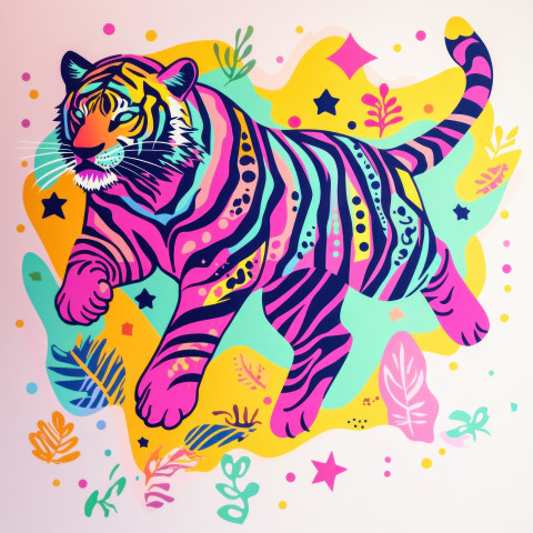 Sleek decal of a leaping tiger in motion fierce and dynamic symbolizing power and agility Sleek decal of a leaping tiger in motion fierce and dynamic symbolizing power and agility