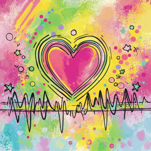 Heartbeat line decal with a heart symbol representing love and life Heartbeat line decal with a heart symbol representing love and life