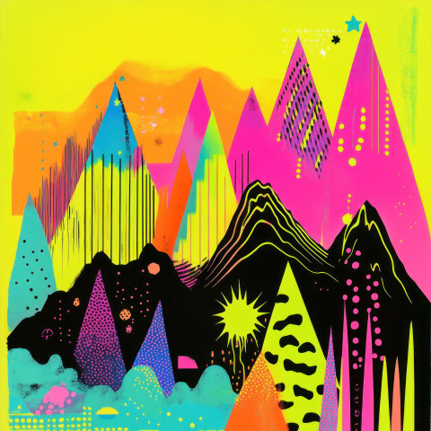 Majestic mountain range decal in layered design evoking adventure and nature Majestic mountain range decal in layered design evoking adventure and nature