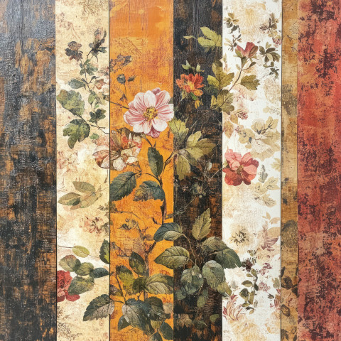 A rising chart formed with layered decoupage papers A rising chart formed with layered decoupage papers