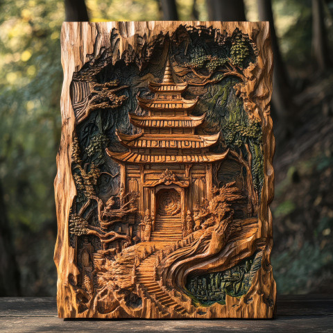 Temple carving with intricate patterns and religious symbols Temple carving with intricate patterns and religious symbols