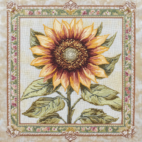 A cross stitched sunflower swaying in the breeze A cross stitched sunflower swaying in the breeze