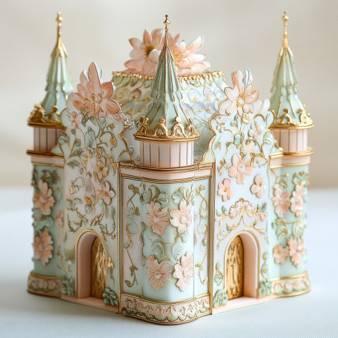 Mini cartonnage castle with gold trimmed edges Mini cartonnage castle with gold trimmed edges