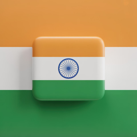 Small Indian flag with smooth folds fluttering over dual-toned gradient background Small Indian flag with smooth folds fluttering over dual-toned gradient background