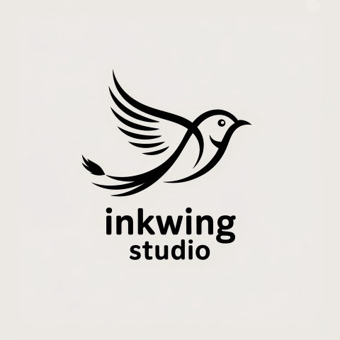 Flying bird with brushstroke feathers in soft black lines Flying bird with brushstroke feathers in soft black lines