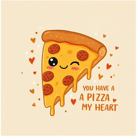 Winking cheesy pizza slice with stretchy cheese Winking cheesy pizza slice with stretchy cheese