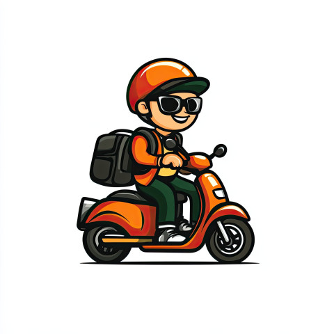 Delivery man riding scooter Delivery man riding scooter