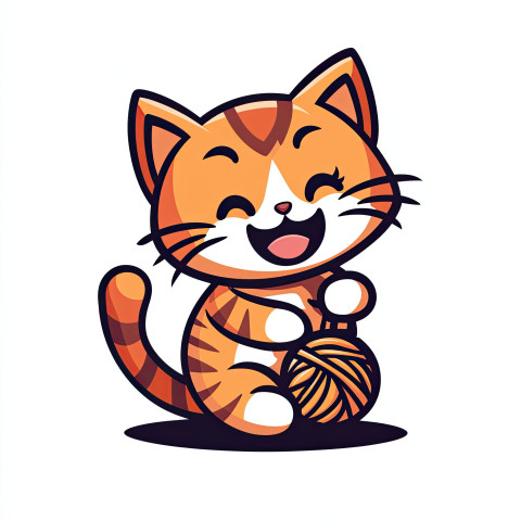 Playful cat tangled in yarn ball Playful cat tangled in yarn ball