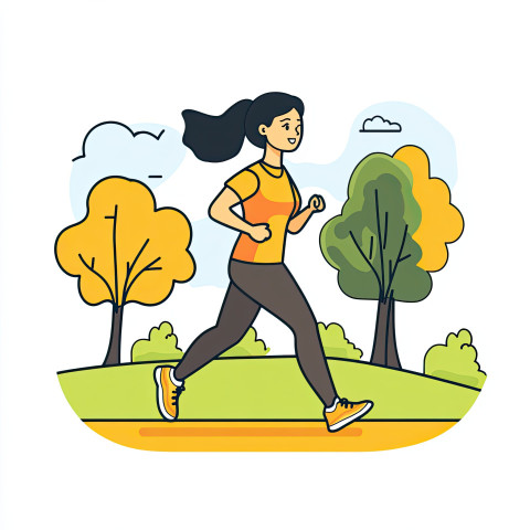 Young woman jogging in park with energetic pose Young woman jogging in park with energetic pose