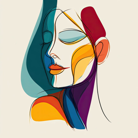 Peaceful woman with soft features