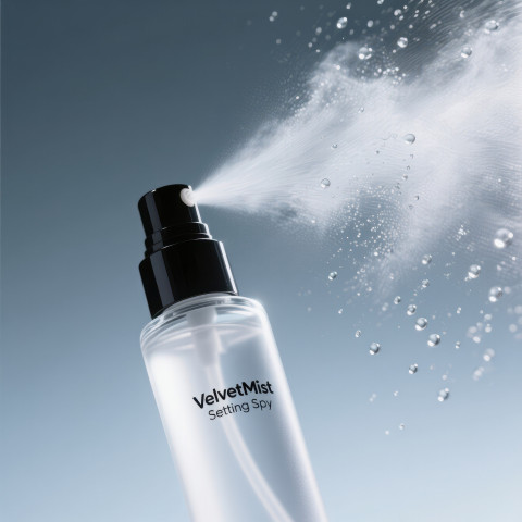 Setting spray bottle mid spray releasing fine mist droplets