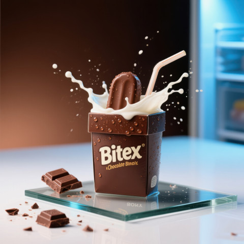 Straight on chilled chocolate pack with condensation Straight on chilled chocolate pack with condensation