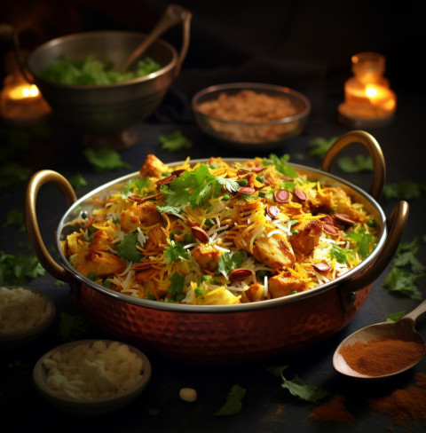 Lucknowi chicken biryani, authentic indian food image. Get unlimited access to a library of free ai prompts and ai images to help you generate creative ideas.