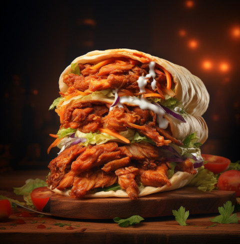 A photo of a Doner kebab, fast food advertisement stock images A photo of a Doner kebab, fast food advertisement stock images