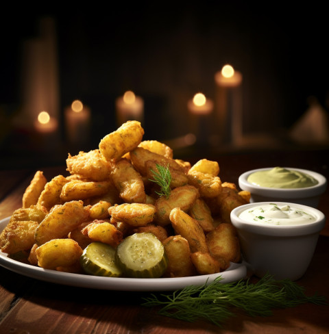 A photo of a fried pickles, fast food advertisement stock images Get unlimited access to a library of free ai prompts and ai images to help you generate creative ideas.