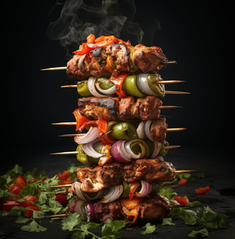 A photo of a Kebabs, fast food advertisement stock images A photo of a Kebabs, fast food advertisement stock images
