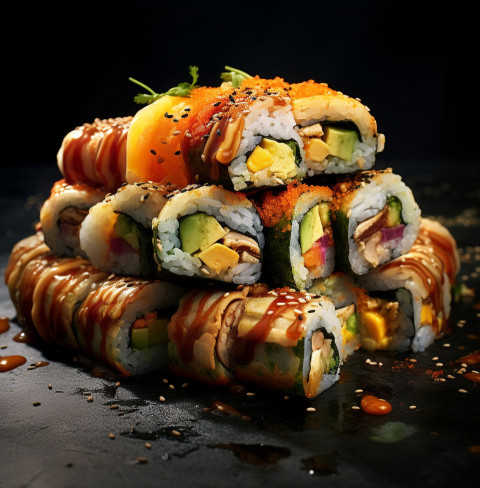 A photo of a sushi rolls, fast food advertisement stock images Get unlimited access to a library of free ai prompts and ai images to help you generate creative ideas.