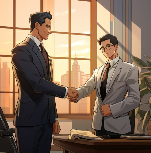 An investment banker shaking hands with a client after closing a Get unlimited access to a library of free ai prompts and ai images to help you generate creative ideas.