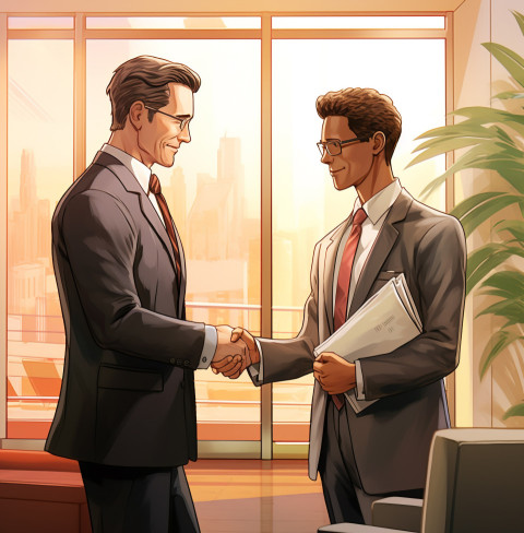 An investment banker shaking hands with a client after closing a Get unlimited access to a library of free ai prompts and ai images to help you generate creative ideas.