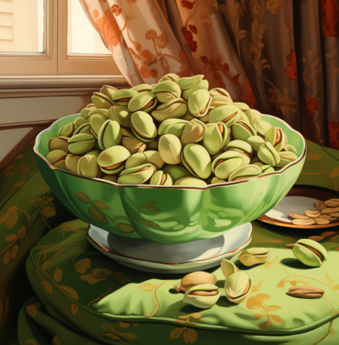 A bowl of green pistachios A bowl of green pistachios, pistachio nut image