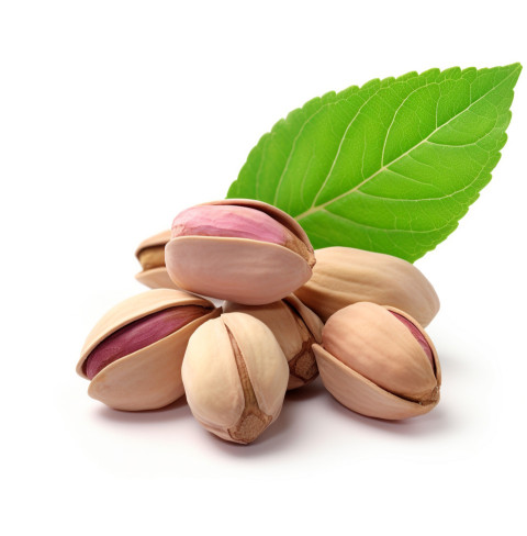 Pistachio nuts with green leaves isolated on white Pistachio nuts with green leaves isolated on white, pistachio nut image