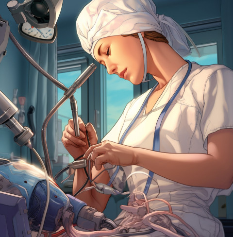 A surgeon using a robotic arm to perform a delicate operation A surgeon using a robotic arm to perform a delicate operation, medical images stock