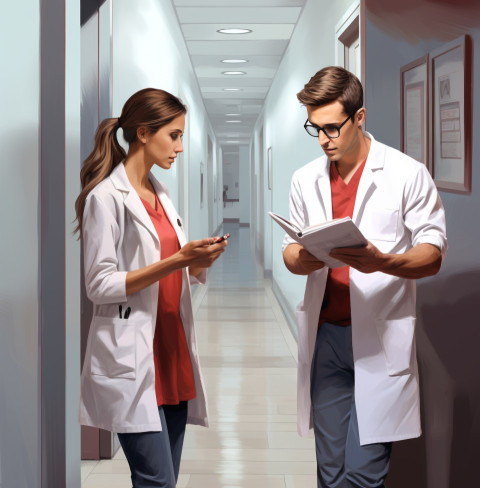 Female doctor and patient discussing test results Female doctor and patient discussing test results, medical images stock