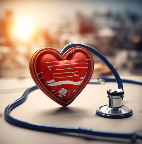 Red heart and iron stethoscope Red heart and iron stethoscope, medical images stock